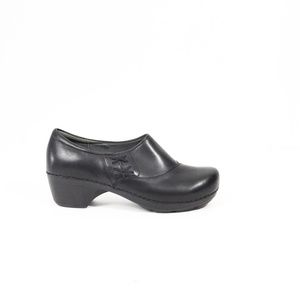Dansko Platform Clogs Women Chunky Shoes Black Leather Slip on EU 40
